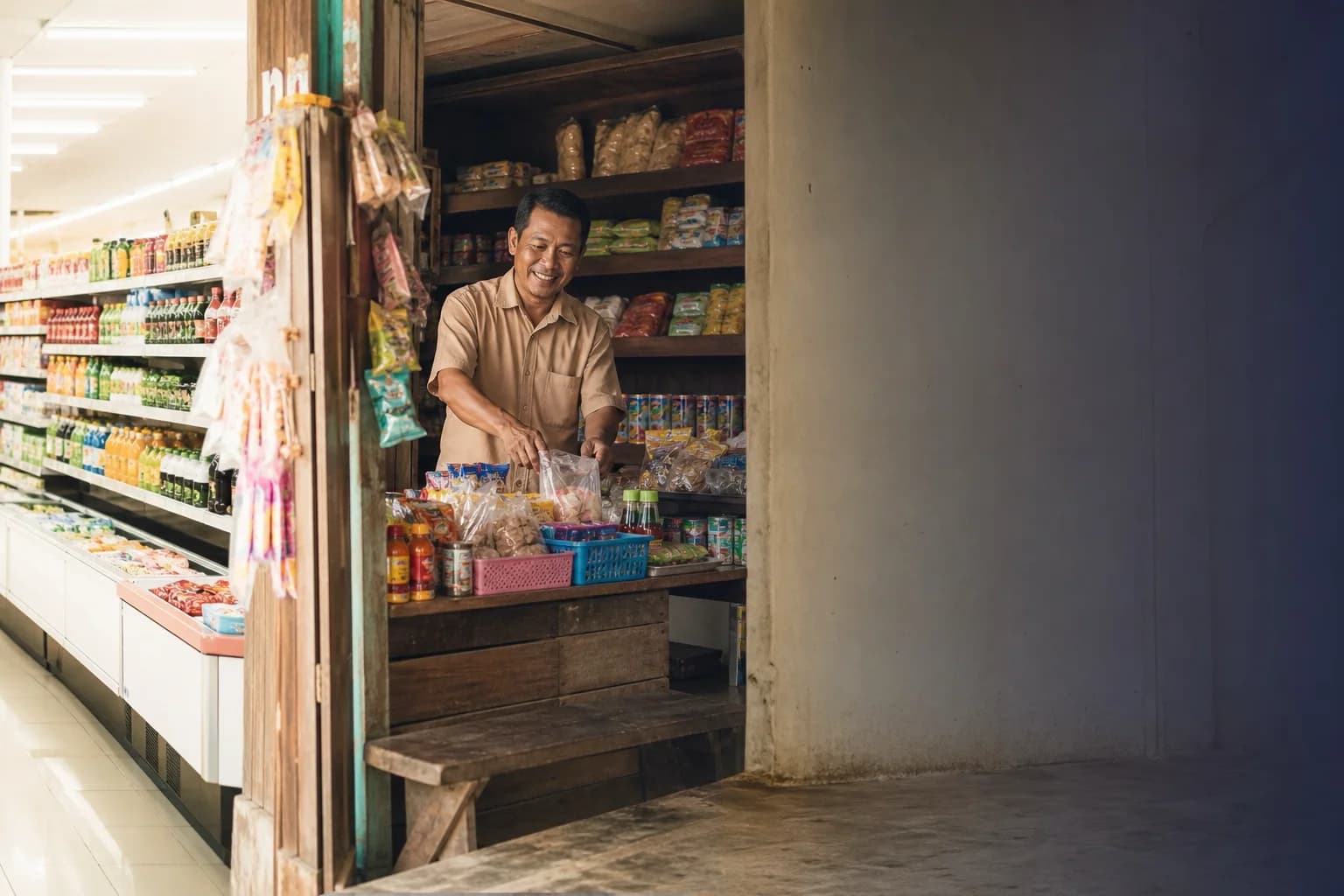 Children and families buying ice cream from a hawker at a lively community gathering